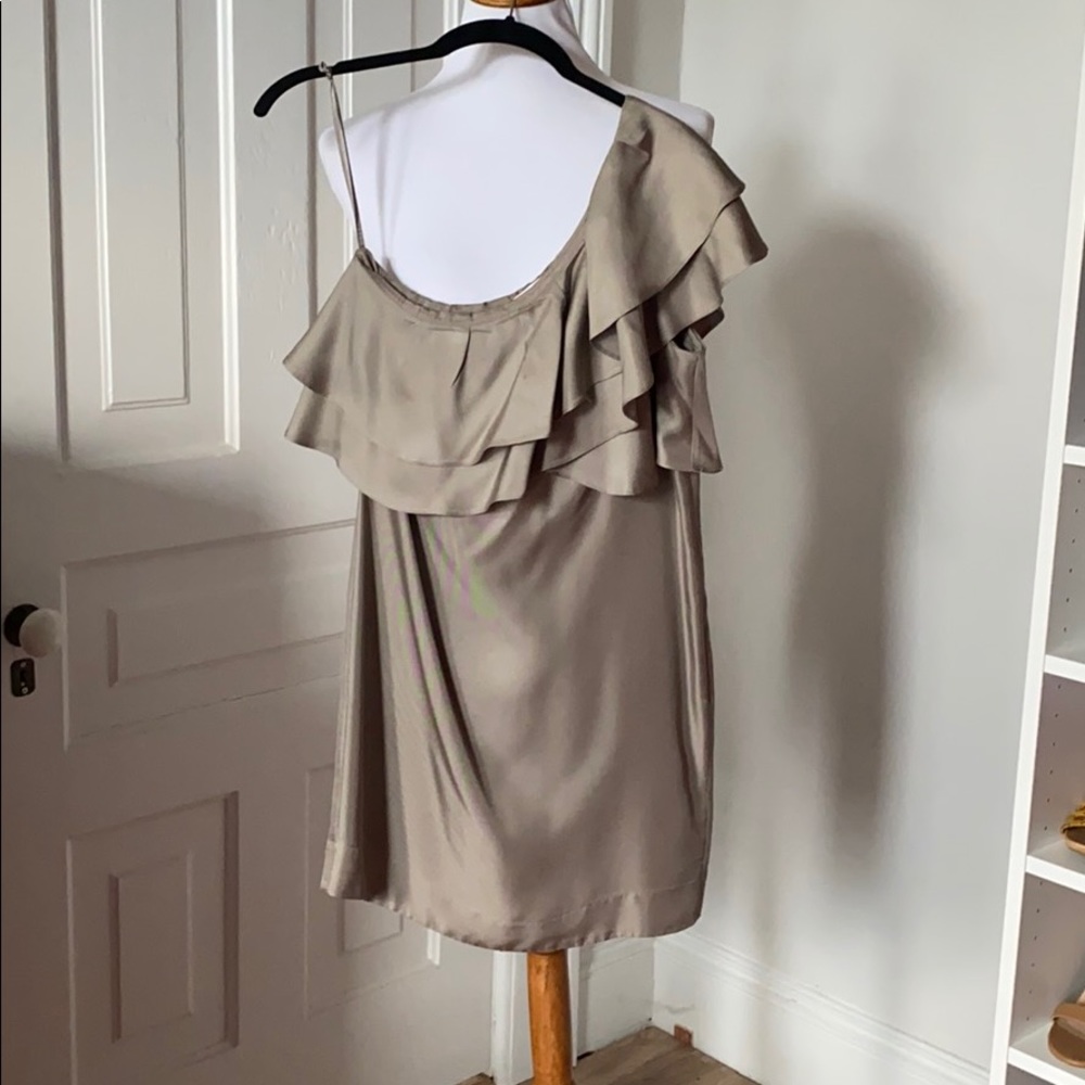 Taupe one shoulder dress